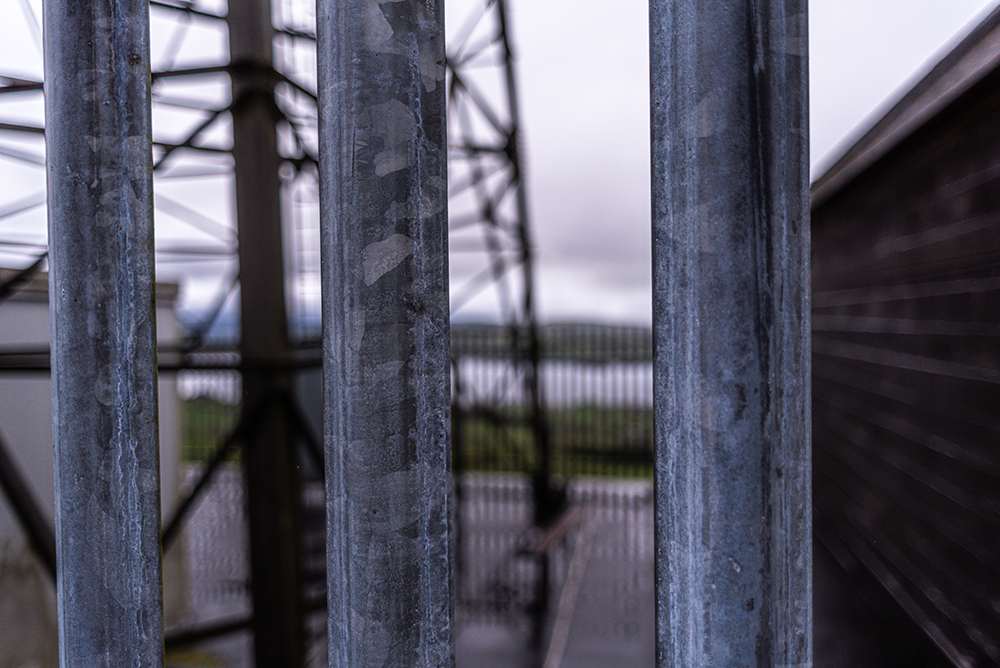 Metal barrier fence, communications tower, nobody home, Tountinna, Nikon D750, 24mm