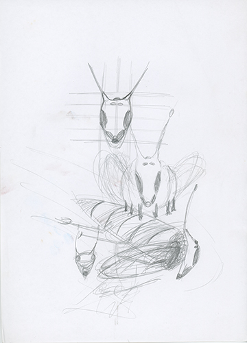 Pencil sketches of bees