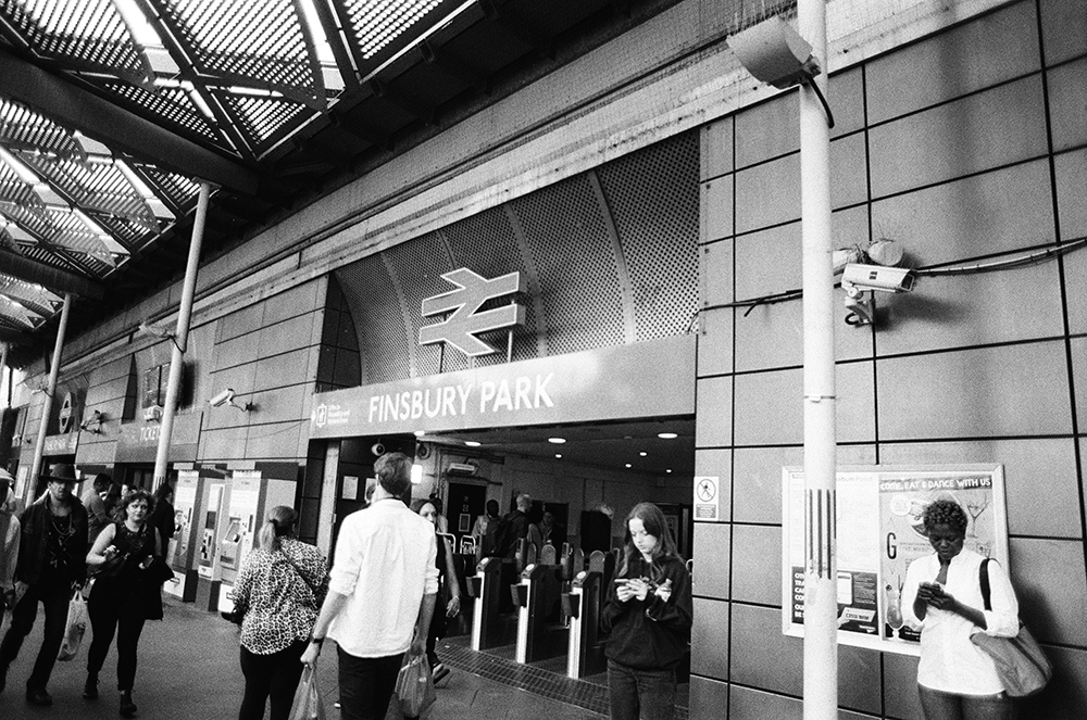 Finsbury Park tube station, exiting with the common people, Nikon F100